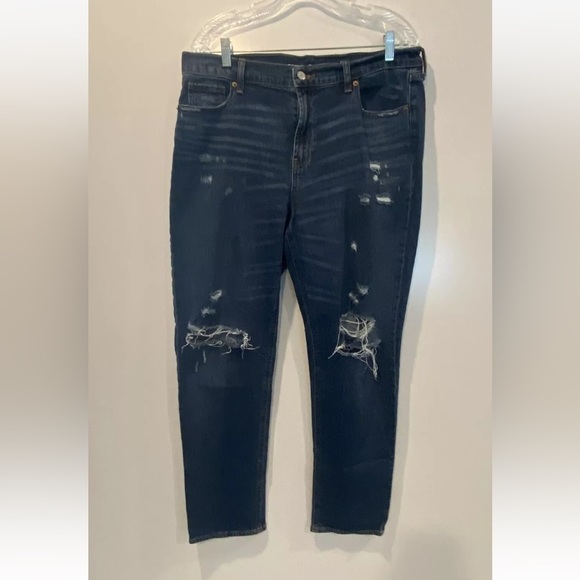 Old‎ Navy Mid-Rise Boyfriend Denim Jeans Distressed Womens Size 12 Tall (1431) - Picture 2 of 5